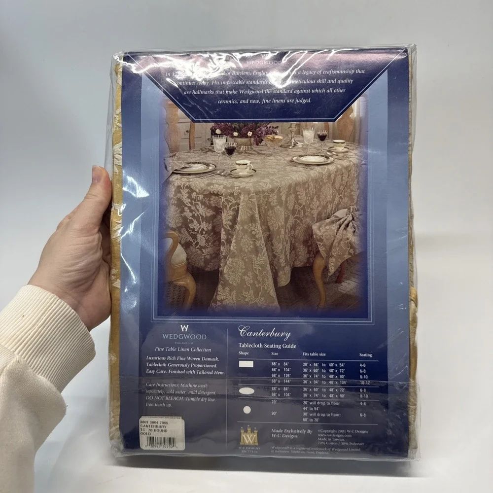 Vintage Wedgewood Canterbury Gold Tablecloth 70